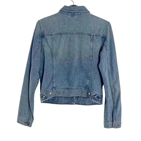 GAP Distressed Medium Wash Denim Jacket Women's Size M - Picture 3 of 6